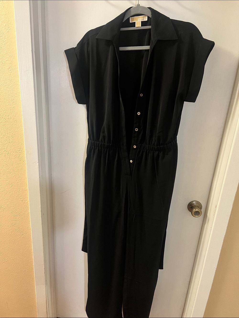 MICHAEL Michael Kors Black Midi Button-Front Dress